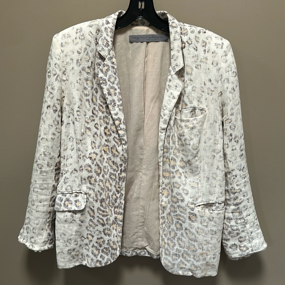 Raquel Allegra Linen Blend Leopard Blazer size 1